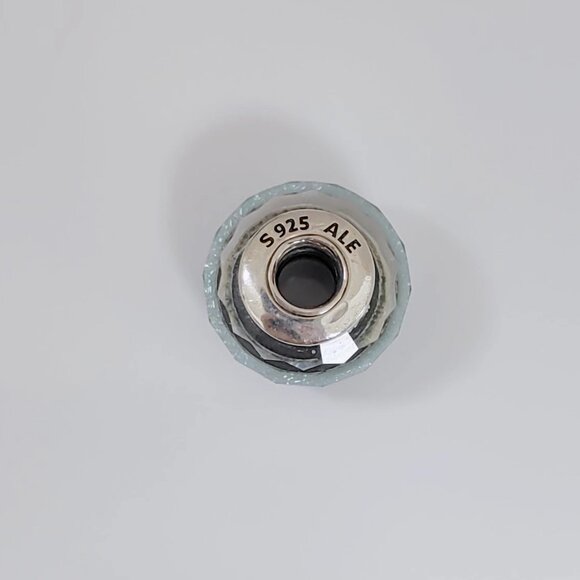 Pandora Faceted Frosty Mint Shimmer Murano Glass Charm Bead with box - Picture 3 of 4